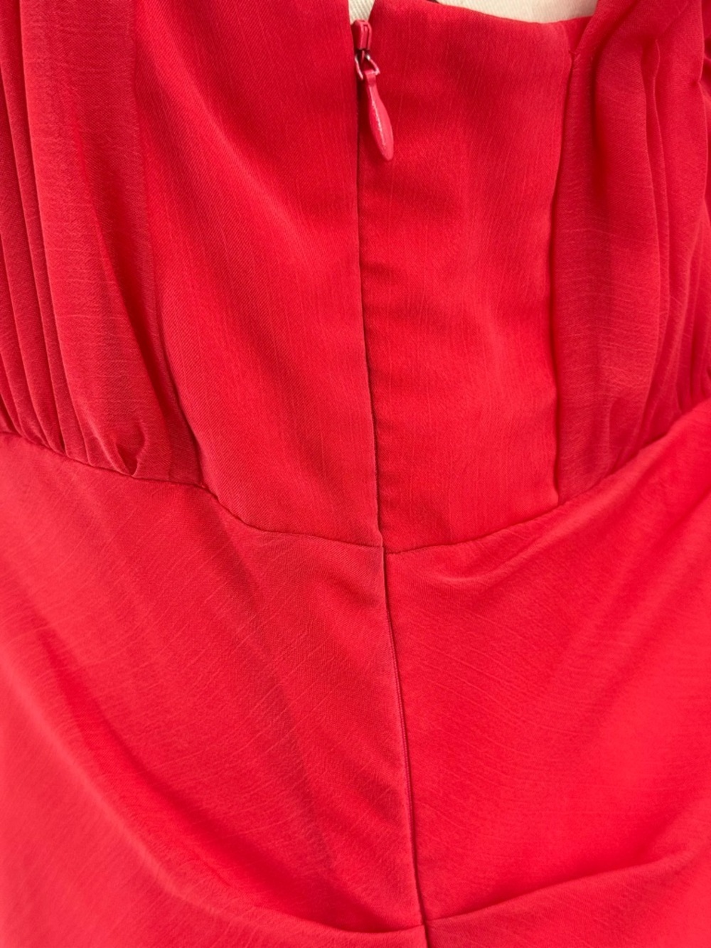 Dalia MacPhee Red One Shoulder Ruffle  Evening Gown Ruched Chiffon Formal  Dress - Picture 12 of 16